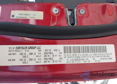 2014 Jeep Compass Sport from USA, damaged, VIN 1C4NJCBA9ED812424